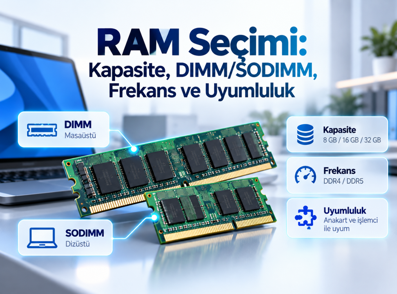 RAM Seçimi: Kapasite, DIMM/SODIMM, Frekans ve Uyumluluk