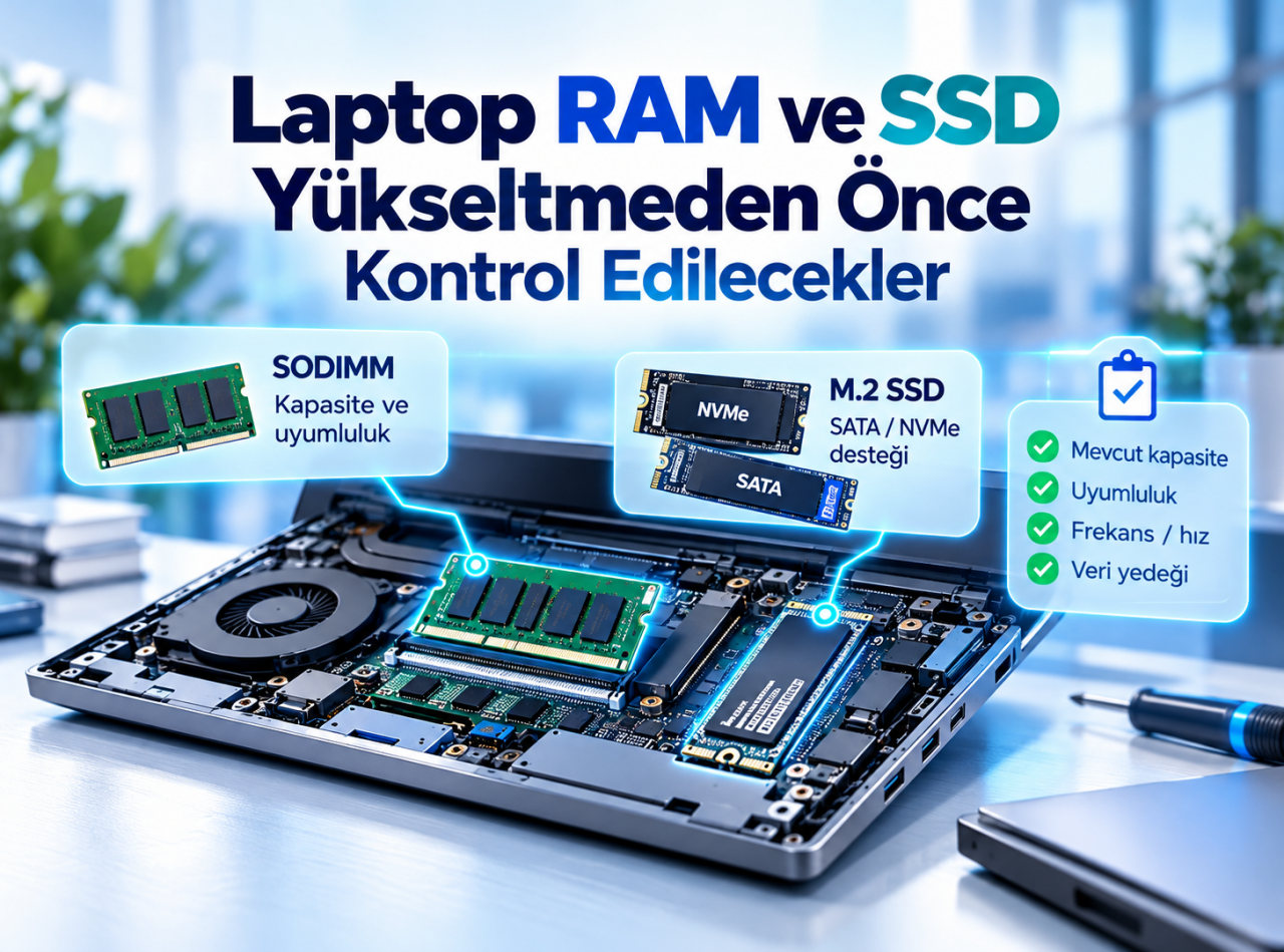 Laptop RAM ve SSD Yükseltmeden Önce Kontrol Edilecekler
