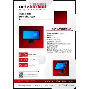 TIWOX 18.5  Dokunmatik TP-1903 CORE i3 3. Nesil 8GB RAM- 128GB SSD- FDOS- POS PC