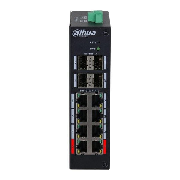 DAHUA 8port PoE 120w 4-SFP 10/100 Yönetilebilir Endüstriyel Switch HS4412-8ET-120