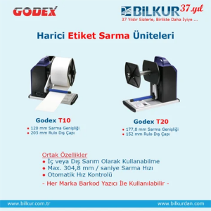 GODEX T-20 178mm 5kg İç/Dış Sarım Otomatik Harici Etiket Sarma Ünitesi