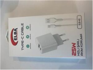 ELBA ELB43 25W 2li USB Başlık TYPE-C Kablolu Set Hızlı Şarj Akım Koruma
