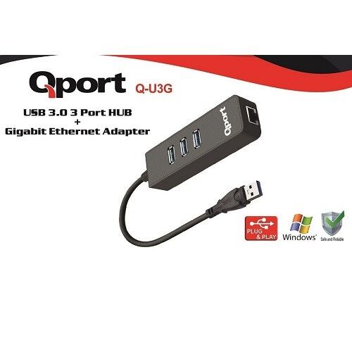QPORT Q-U3G Gigabit  USB 3.0 Ethernet Çoklayıcı Hub