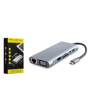 HADRON HDX7830 Type-C 3.0 PD 100W HDMI 4K VGA Gigabit LAN AUX Kart Okuyucu 11 Port 5 Gbps Gri