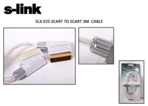 S-link SLX-525 Scart To Scart 3mt Gold Metal Kablo