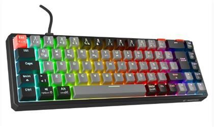 Rampage YORU MINI Gri-Siyah Type-C Bağlantılı OUTEMU Red Swich Q Mekanik Gaming Oyuncu Klavye RGB