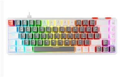 Rampage YORU MINI Gri-Beyaz Type-C Bağlantılı OUTEMU Red Swich Q Mekanik Gaming Oyuncu Klavye RGB