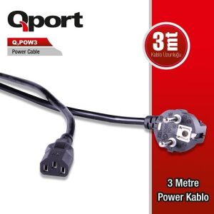QPORT 3metre Q-POW3 Monitr Power Kablosu
