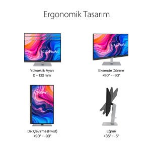 ASUS 23.8 IPS ProArt PA247CV 5ms 75Hz HDMI-DP TypeC Multimedya Gırafik Tasarım Monitörü 1920x1080