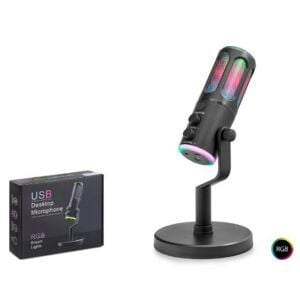 HADRON SU8 Gaming RGB Masaüstü Mikrofon DSP Gürültü Önleme Echo Type-C Siyah