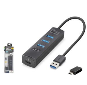 iETOP TU359 USB Type-C 3.2 Gen1 Anahtarlı Hub 4 Port 5 Gbps Siyah
