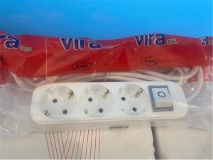 Vira 3lü 5mt Anahtarlı Topraklı Priz