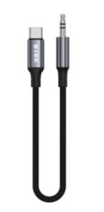 S-link Armor MC-01 1.2m Type-C to M AUX Örgülü Metal Başlıklı Siyah Ses Kablosu