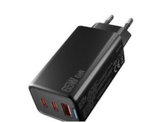 Hytech HY-XEG65 2-USB-C + USB-A GAN PD 65W - QC 18W Type PD-PPS Siyah EV-NOTEBOOK Şarj Adaptör