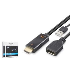 HADRON HDX7901 HDMI USB to DisplayPort Aktif Dönüştürücü Kablo 4K 60Hz 26 cm Siyah