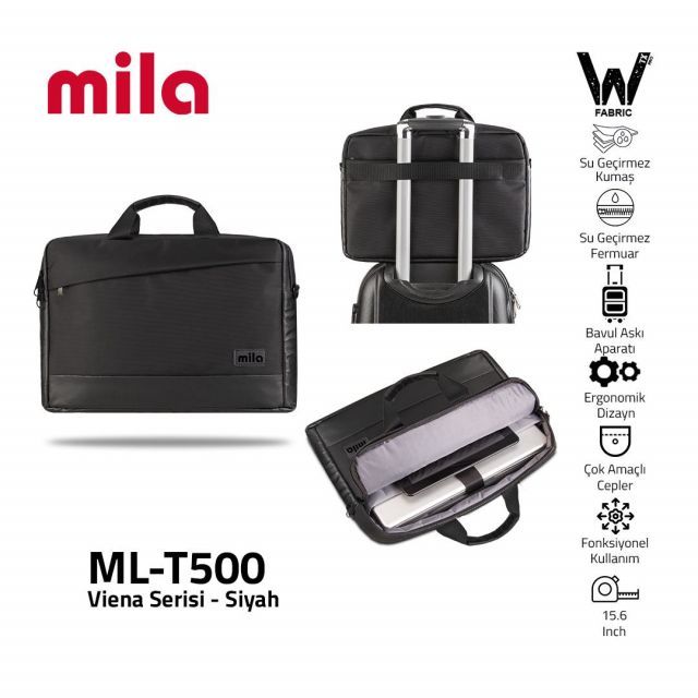ML-T500 Mila ML-T500 Viena Serisi 15.6'' Su Geçirmez Kumaş Laptop Notebook Taşıma