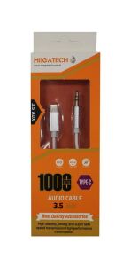 Megatech JH-030 1Mt Aux Kablo Çelik TYPE-C 3.5AUX  (kutulu)