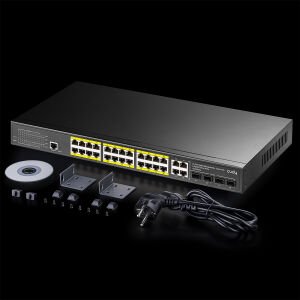 CUDY 24port PoE 300w 4-SFP Gigabit Yönetilebilir Switch GS2028PS4-300W