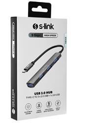 S-link SW-U324 3-USB2.0, 1-USB3.0 Type-C Metal USB Hub