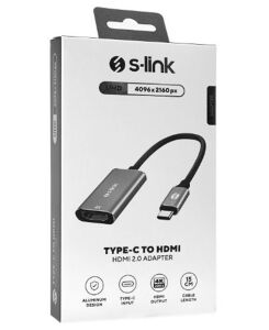 S-link SWV-USBC028 4K@30Hz Gri Metal Type-C to HDMI Adaptör