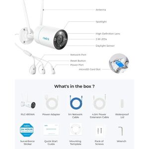 REOLINK 8MP Bullet 2.8mm Wıfı Kablosuz IP Kamera IP67 RLC-810WA
