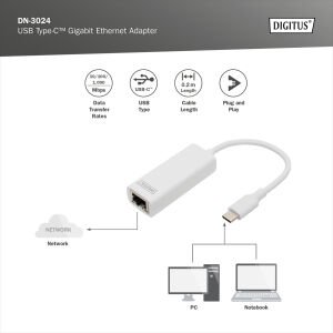 DIGITUS USB-C Gigabit Harici Ethernet (DN-3024)