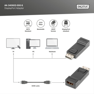 DIGITUS DP-HDMI Görüntü Adaptörü (AK-340602-000.S)