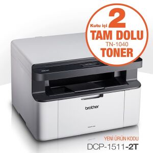 BROTHER DCP-1511-2T A4 Siyah ok Fonksiyonlu Laser Yaz�c� USB 2.0 Demo+1 Tonerli