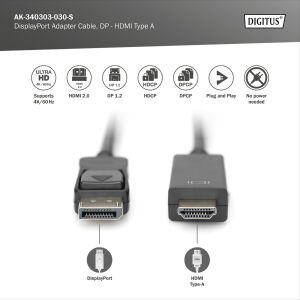 DIGITUS DP-HDMI Görüntü Kablosu 3m (AK.340303.030.S)