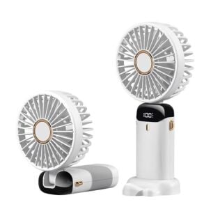 Feny FN-F30 Beyaz Kademeli Ultra Sessiz Led Göstergeli Katlanabilir Şarjlı 1200Mah Mini El Fanı