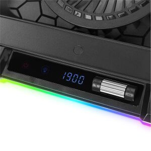 Rampage S49 Cyclone Siyah 10 Mode RGB 140-140mm 1Fanlı 14-19 LED Ekranlı Notebook Soğutucu Stand