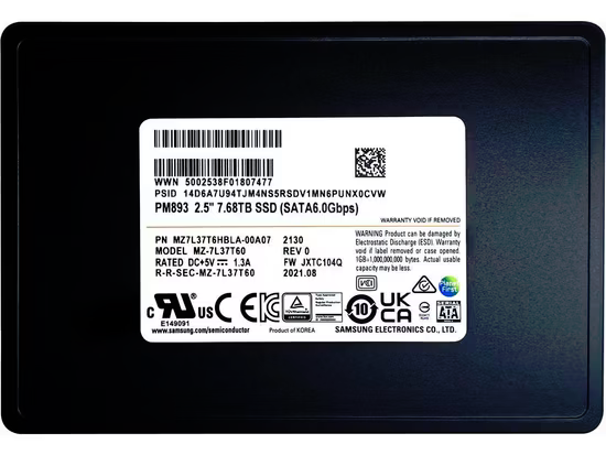 SAMSUNG 7.68TB 2.5 PM893 MZ7L37T6HBLA-00A07 Sata-3 Enterprise SSD Disk Kutusuz