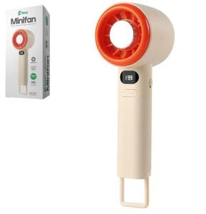 Feny FN-F40 Krem-Sarı Kademeli Ultra Sessiz Led Göstergeli Şarjlı 1800Mah Turbo Mini El Fanı