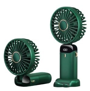 Feny FN-F30 Yeşil Kademeli Ultra Sessiz Led Göstergeli Katlanabilir Şarjlı 1200Mah Mini El Fanı