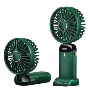 Feny FN-F30 Yeşil Kademeli Ultra Sessiz Led Göstergeli Katlanabilir Şarjlı 1200Mah Mini El Fanı