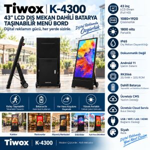 TIWOX 43 K-4300 2GB-32GB ANDROID 11 FHD Taşınabilir Dıgıtal Ekran