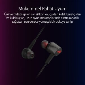 ASUS ROG Cetra II Core 90YH02V1-B2UA00 3.5mm 9.4mm Sürücü Mikrofonlu Siyah Kulak İçi Oyuncu Kulaklığı / 90YH02V1-B2UA00