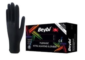 Beybi Muayene Nitril Siyah Large L Beden Pudrasız Eldiven 100lü