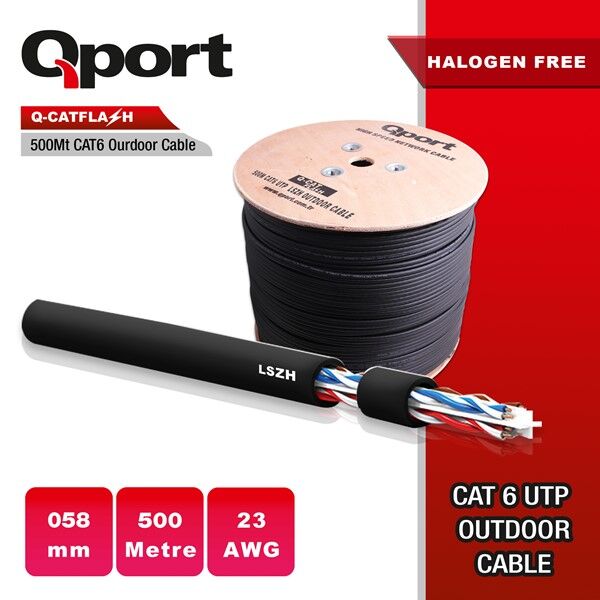 QPORT 500metre CAT6 Utp 23AWG Outdoor Makaralı LSZH Kablo Q-CATFLASH