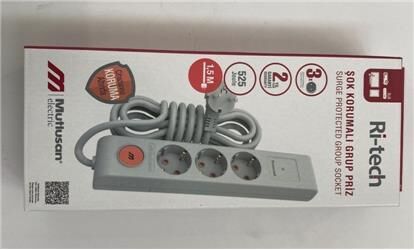 Mutlusan Ri-Tech 3 lü Şok Korumalı Grup Priz 1.5m (001 175 370002 15 00)
