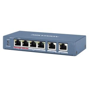 HIKVISION 4port PoE 65w 2-Uplink 10/100 Yönetilemez Switch Metal DS-3E0106HP-E