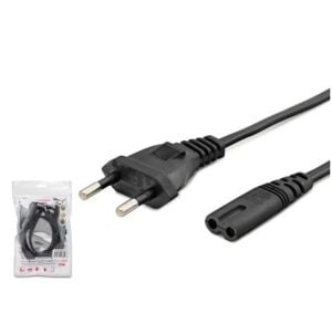 HADRON HDX5534 Teyp Güç Kablosu 2 Pin 1 mm 500W C7 Figure 8 1 m Siyah