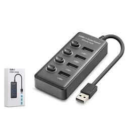 Hadron HDX7048 USB Hub 2.0 480Mbps 4x USB-A 4 Port Switch’li Çoklayıcı Siyah