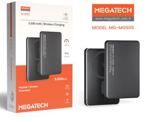 Megatech MG-MGS05 5.000 Mah Siyah Powerbank Magsafe Wıreless (Hızlı Şarj)