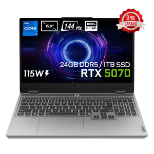 LENOVO 15.6 CORE i7 13650HX 44GB DDR5 RAM- 1TB M2 NVME 8GB RTX5070 FDOS / LOQ 15IRX10 83JE00EWTR (54014)