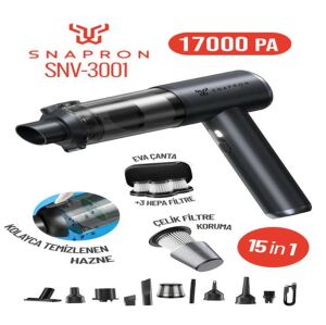 Snapron SNV-3001 17000PA 2000Mah 15in1 Güçlü Vakum Ve Üflemeli Şarjlı Katlanabilir Araç Süpürgesi