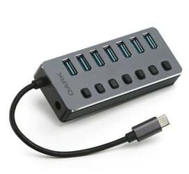 Dark ''DK-AC-USB371C'' 7 Port USB 3.0 Hub, Harici Adaptörlü USB Çoklayıcı Type-C HUB