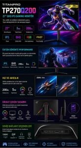 TITANPRO TP270Q200 27 1MS 200Hz IPS QHD sRGB Gaming Monitör