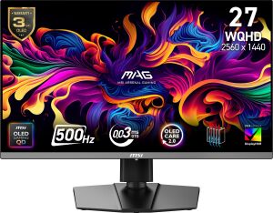 MSI 26.5 MAG 272QP QD-OLED X50 0.03MS 500HZ HDMI-DP Pivot Gaming Monitör 2560x1440
