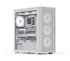 Aerocool AE D501A WH 4x12cm  Fanlı Ahşap Ön Panel Tempered Cam Yan ve Mesh Ön Panel, USB Type-C,ATX